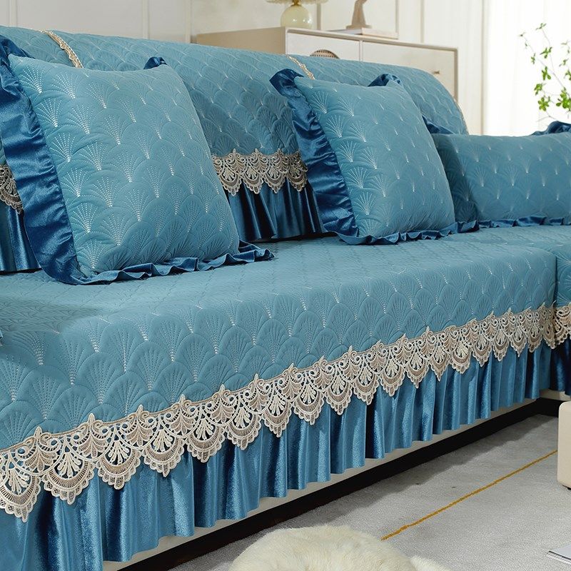 高级感欧式沙发垫四季通用加厚防滑毛绒坐垫全包沙发套罩贵妃定做