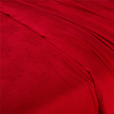 纯棉贡缎大红色结婚被套单件全棉双人提花新婚庆喜被罩高档中式