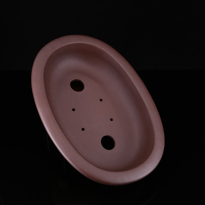 宜兴原矿老紫泥椭圆腰圆四足名家韩永钢五针大阪黄山松紫砂盆景盆