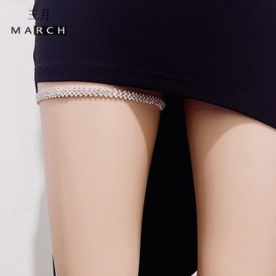 简约百搭欧美弹力闪亮性感腿饰绑带身体链配饰女大腿链条环状装饰