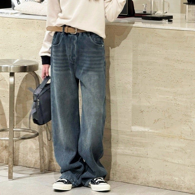 女童直筒牛仔裤加绒裤子一体绒2024秋冬新款中大童加厚阔腿裤儿童,童装/婴儿装/亲子装,儿童牛仔裤,淘宝优惠券,粉丝福利购,淘宝优惠卷