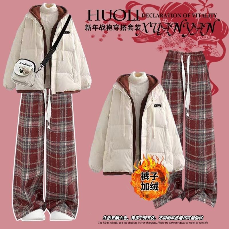 冬季大童女装12-15岁棉服外套两件套13初中学生14休闲网红套装16