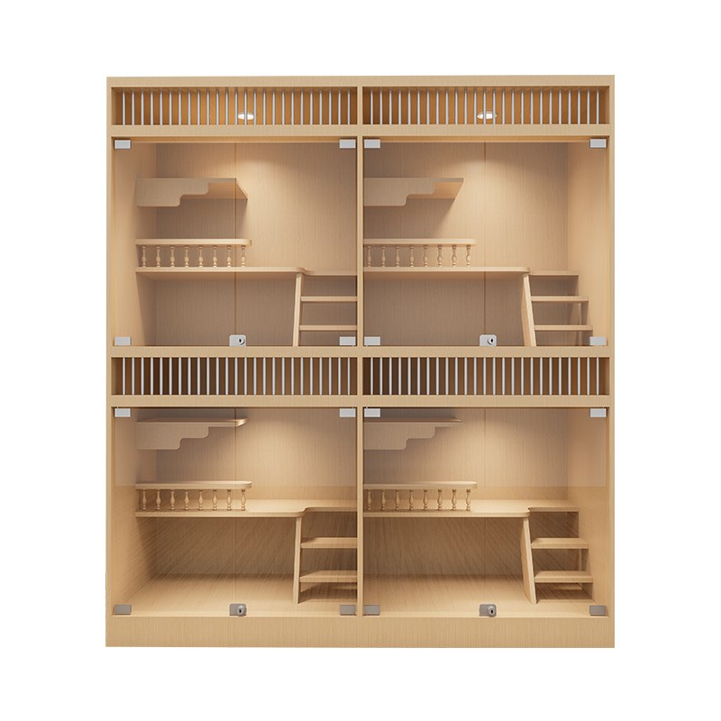 实木猫笼猫别墅三层钢化玻璃门猫咪猫窝不占地猫屋定制多层猫笼柜