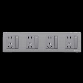 86型连体开关插座明装 明线明盒联体多孔插排带开关独立控制20孔插