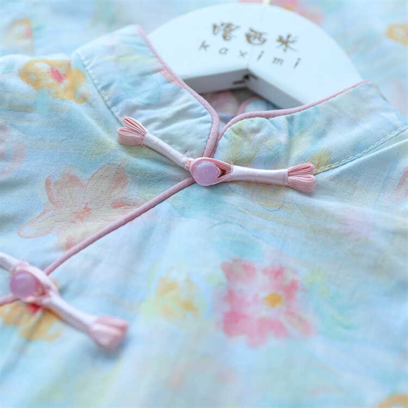 女童连衣裙夏装2025新款儿童公主裙子水墨印染礼服中童汉服旗袍裙