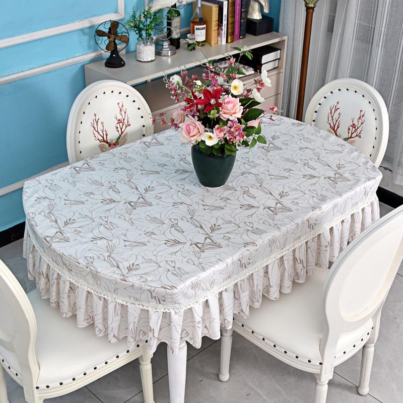 田园餐桌台布2024新款高档椭圆形茶几套罩梳妆台桌布高级防水防油