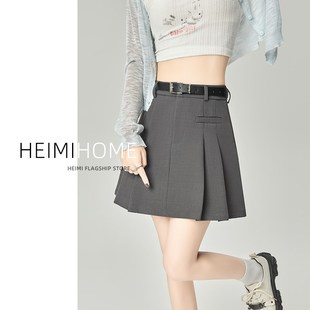 黑色百褶裙女春夏秋小个子学院风a字短裙防走光高腰jk西装半身裙