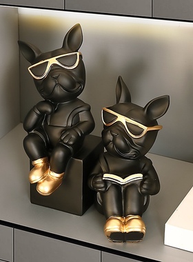 轻奢狗狗书挡假书摆件客厅酒柜电视柜桌面摆设家居玄关书架装饰品