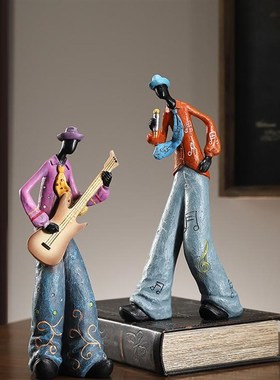 复古创意乐队人物摆件酒柜家居客厅书柜电子琴萨克斯装饰品摆设
