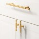 金色衣柜门拉手铜色抽屉把手加长美式 黑色铝合金橱柜门96孔距扣手