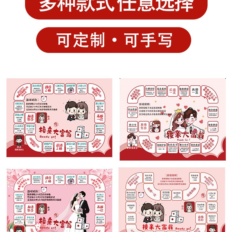 接亲大富翁游戏整蛊新郎伴郎结婚婚礼文明堵门骰子道具全套可定制