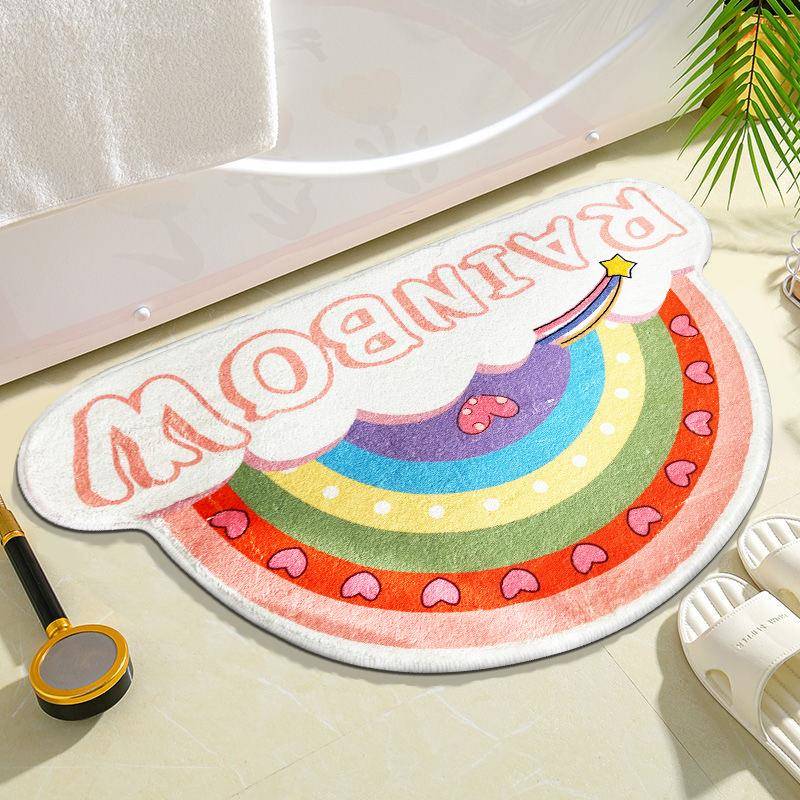 ins风厕所仿羊绒半圆地毯吸水卫浴门口地垫可机洗卧室洗手间脚垫