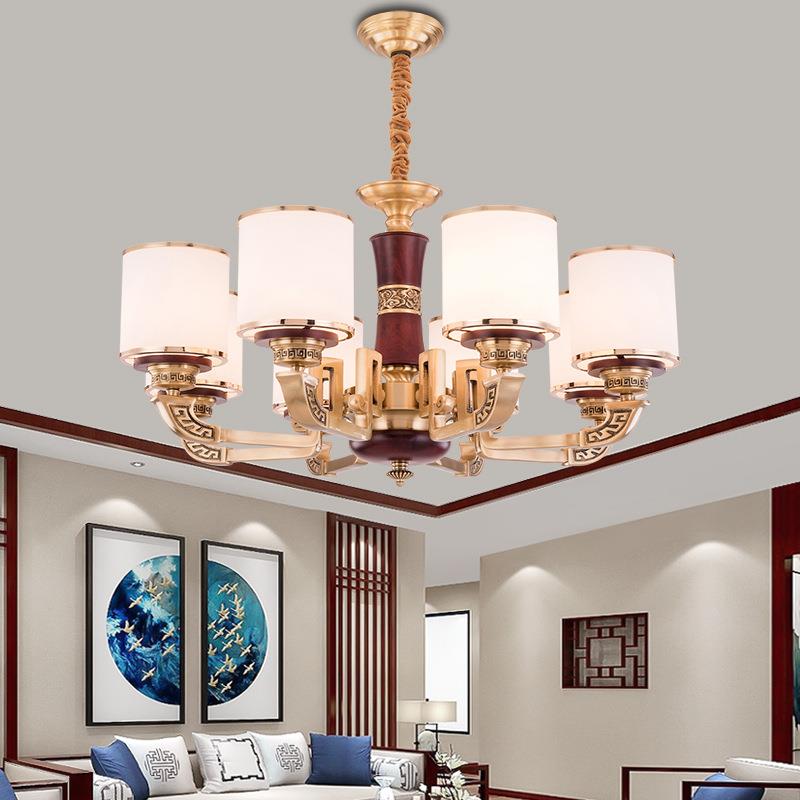 新中式红木吊灯全铜客厅餐厅灯具古典酒店别墅家用复式楼梯灯6007
