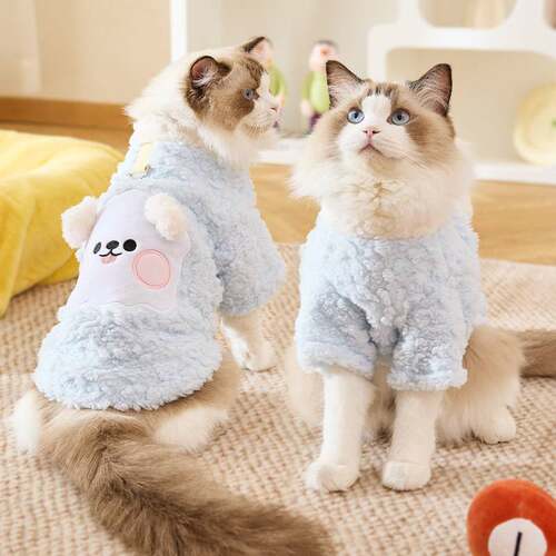 秋冬可爱超萌加绒加厚衣服中小型犬防寒保暖猫狗毛绒衣现货