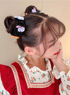 女童夏清饱满双丸子头卡通花朵假发圈发圈俏皮儿童加粗丸子头神器