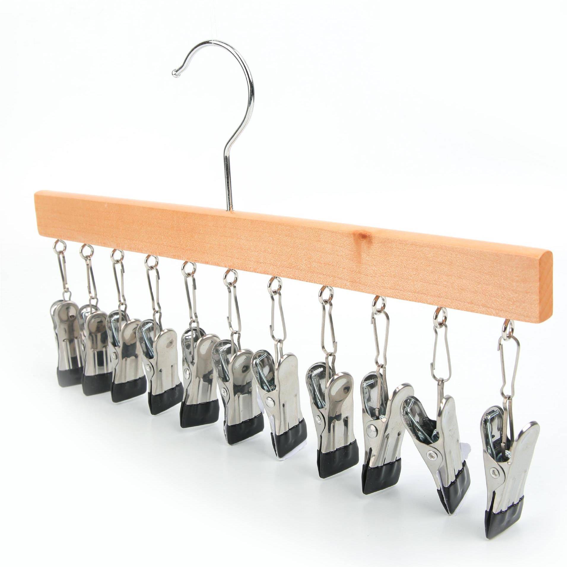 木质多功能排架帽子收纳架防滑多夹子木衣架一字型袜子晾衣吊夹