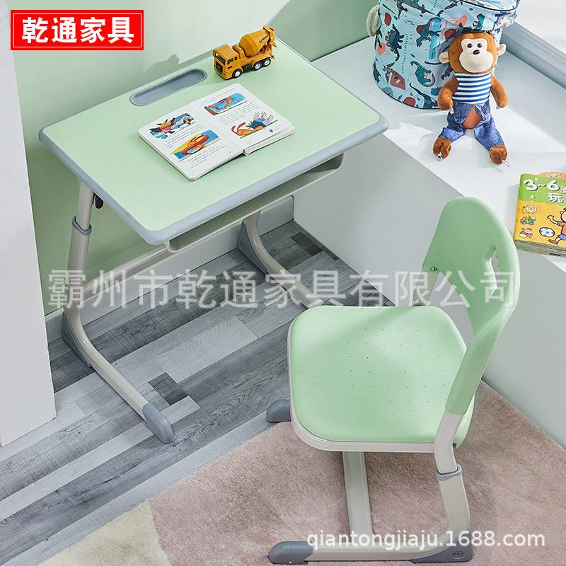 儿童书桌可调节高度升降家用学习桌椅套装学生写字简约吹塑课桌