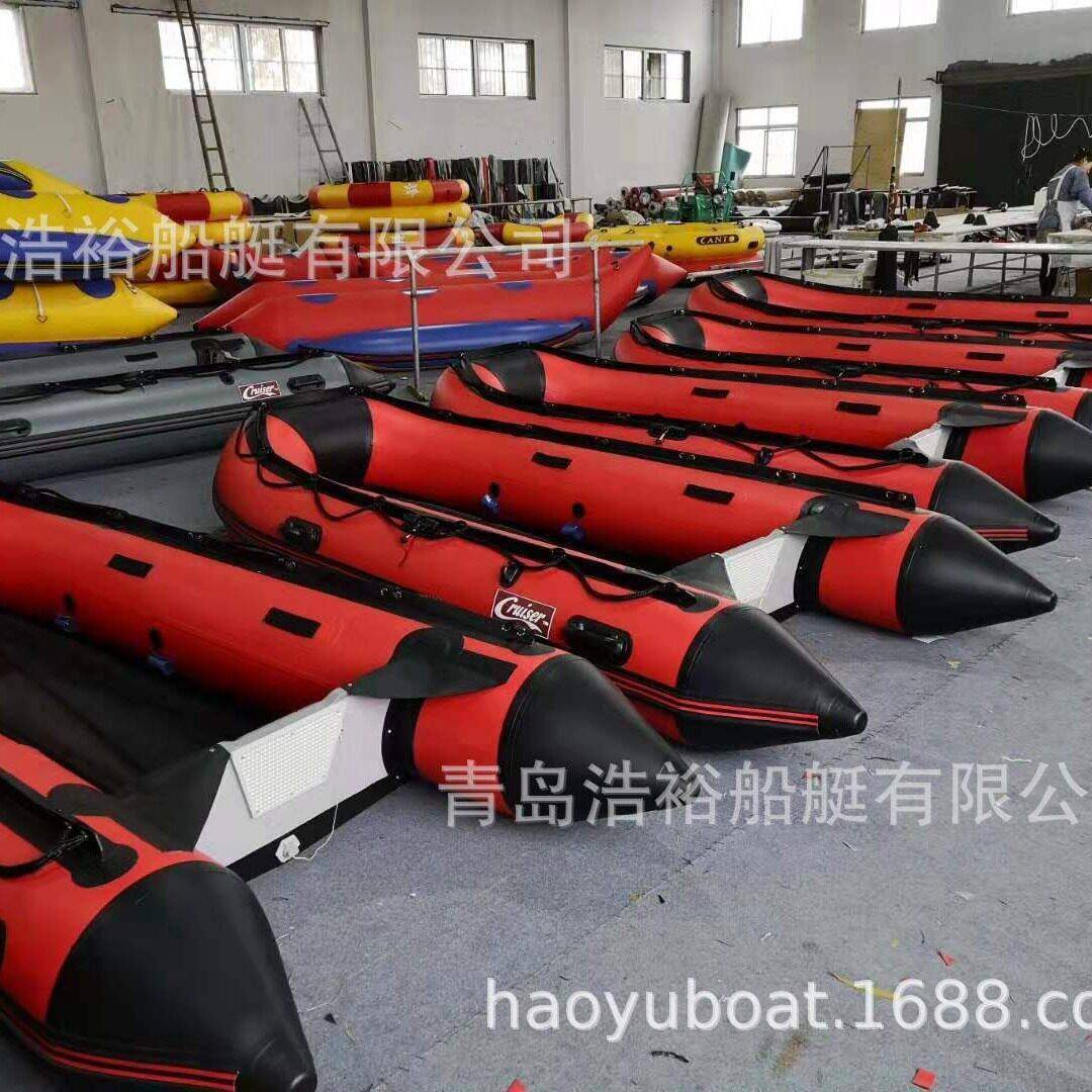 浩裕船艇4.3米PVC铝合金运动艇漂流船冲锋舟皮划艇钓鱼艇