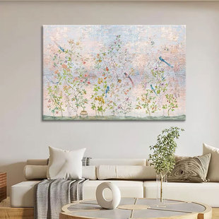 欧美式抽象艺术手绘油画客厅奶油风丙烯装饰画玄关吴冠中肌理挂画