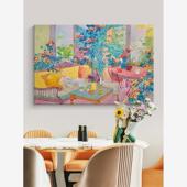 马蒂斯植物花卉肌理手绘油画客厅彩色高级装 饰画玄关小众艺术挂画