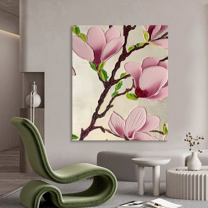 红色鸢尾花手绘油画奶油风花卉花朵装饰画客厅挂画玄关立体肌理画图片