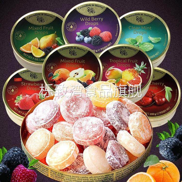德国进口嘉云糖水果糖混合水果味薄荷硬糖喜糖铁盒圣诞节糖果