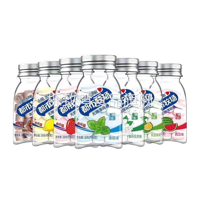 都市牧场爽口含片38g/瓶维C无糖薄荷糖 多口味水果味解乏硬糖