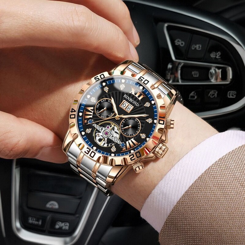 瑞士金水鬼王全自动镂空机械表