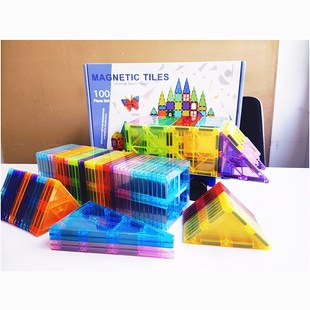 彩窗磁力片大磁铁强磁儿童益智积木三方形正角形V摩天轮城堡拼搭