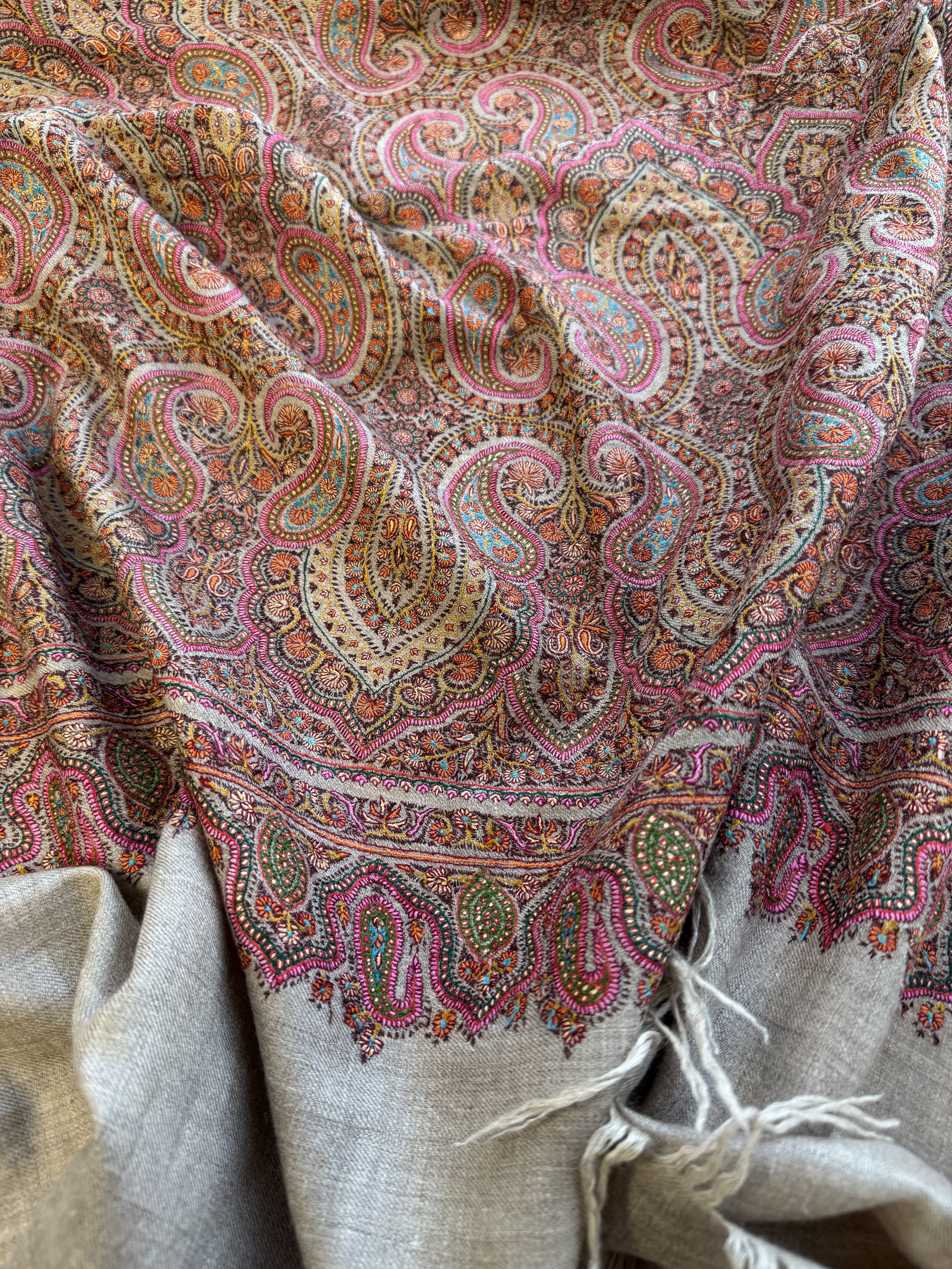 手纺线帝王满绣浅圆融粉腰果图案真丝藏品克什米尔手工披肩,个性定制/设计服务/DIY,针织类定制/加工,淘宝优惠券,粉丝福利购,淘宝优惠卷