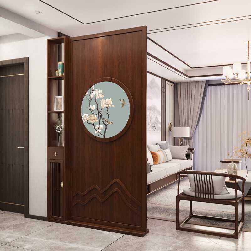 新中式实木屏风隔断客厅入户门玄关柜隔断墙镂空屏镂空屏风隔断