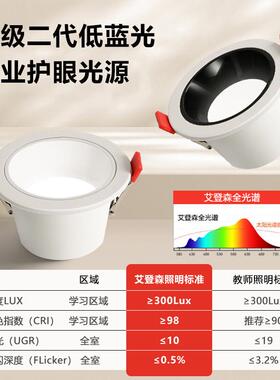 全光谱窄板边筒22820灯led嵌入天式孔灯花灯护眼防眩家用光智能无