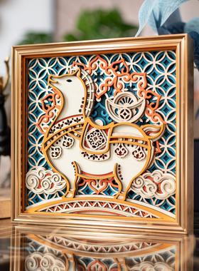 梯木玄叠雕创意关电视柜酒居柜桌面小轻摆IRK件客厅奢高档乔迁新