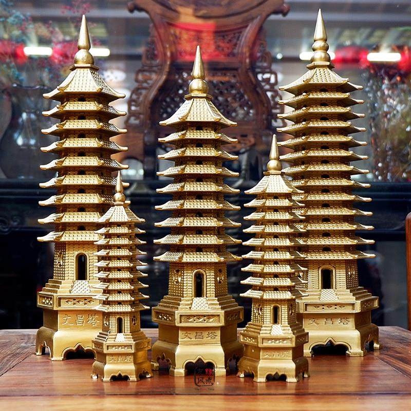 友堂黄铜文昌塔摆 层1缘3十三件层办IQK公室书桌书房客厅装饰工9