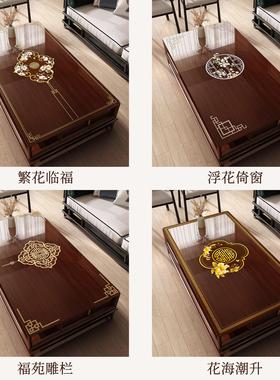 新中式玻璃几垫防水防防烫客油厅餐桌垫PVC印花软茶水晶板桌20241