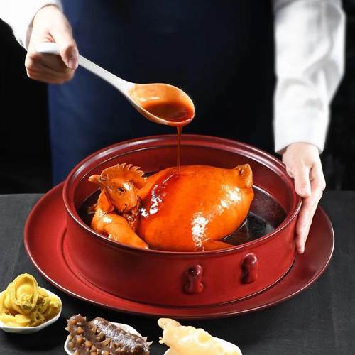 中式复古餐复厅创餐具古蒸笼粤菜螃蟹点心PCL意盘创意色意境菜餐