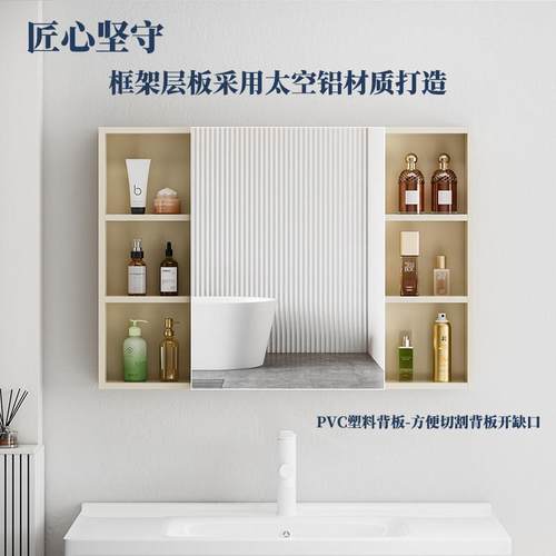 太空柜铝浴室镜挂除墙式洗手卫生间镜SN001子带收架防水纳梳妆镜