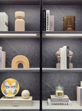 现代样板间玄f关客厅简约家居软装饰品收纳盒玻璃陶瓷摆件ZH2690
