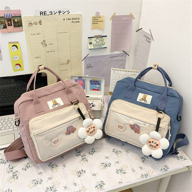 儿童补课两用手提双肩包女孩中小学生单肩斜跨书T包轻便防水小背