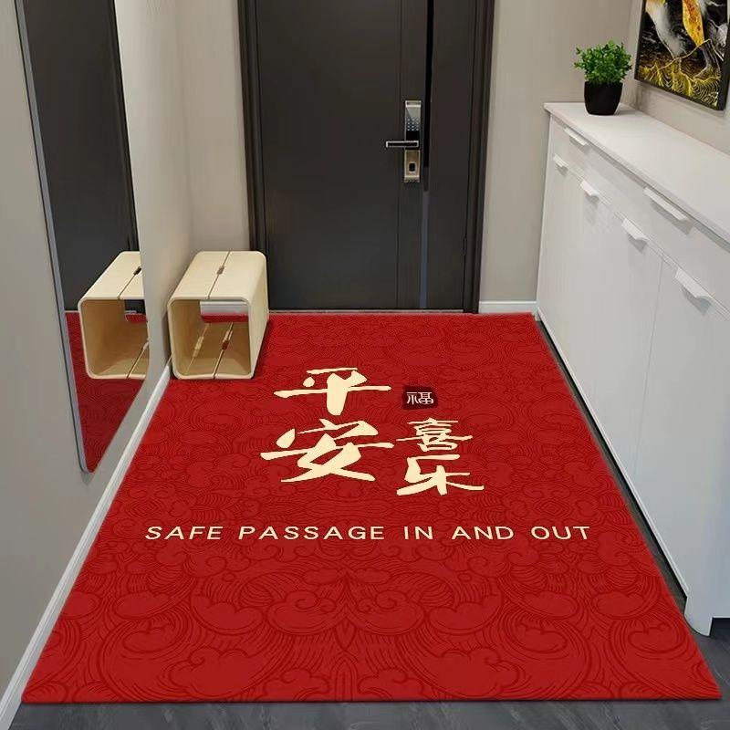硅胶地垫入户g门垫可裁剪流行耐脏红色防滑垫家用喜庆出入平安脚