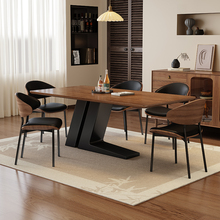 复古中古风实木餐桌椅组合客厅家用小户型简约现代长方形吃饭桌子