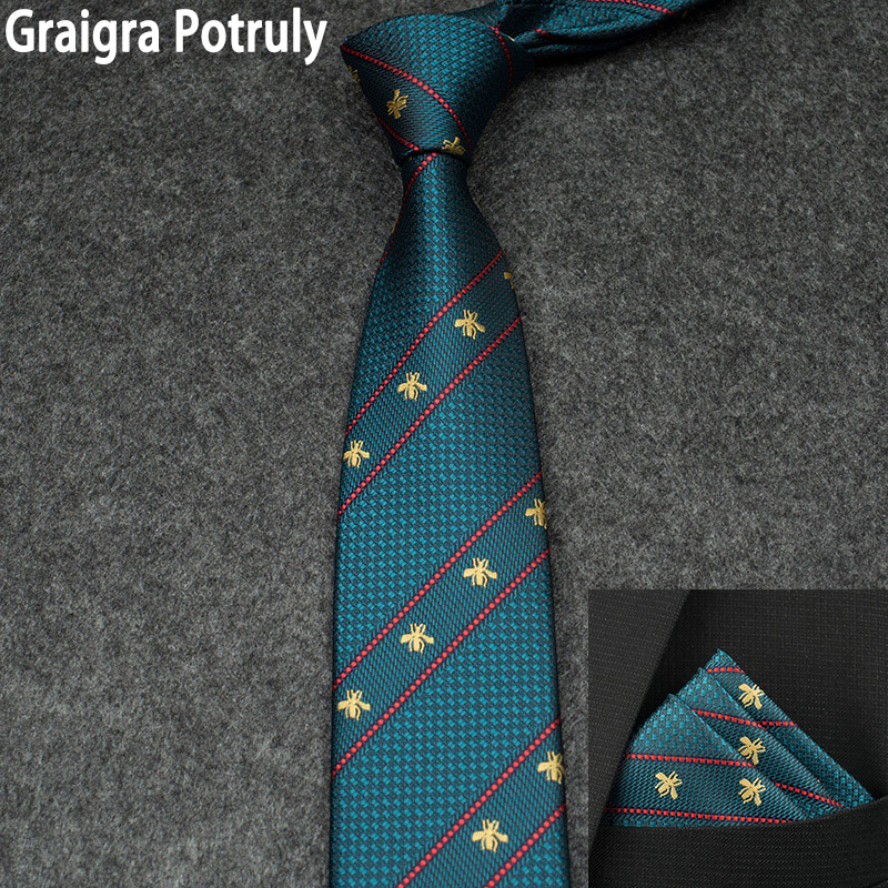 蜜蜂领带提花超细纤维7cm休闲版