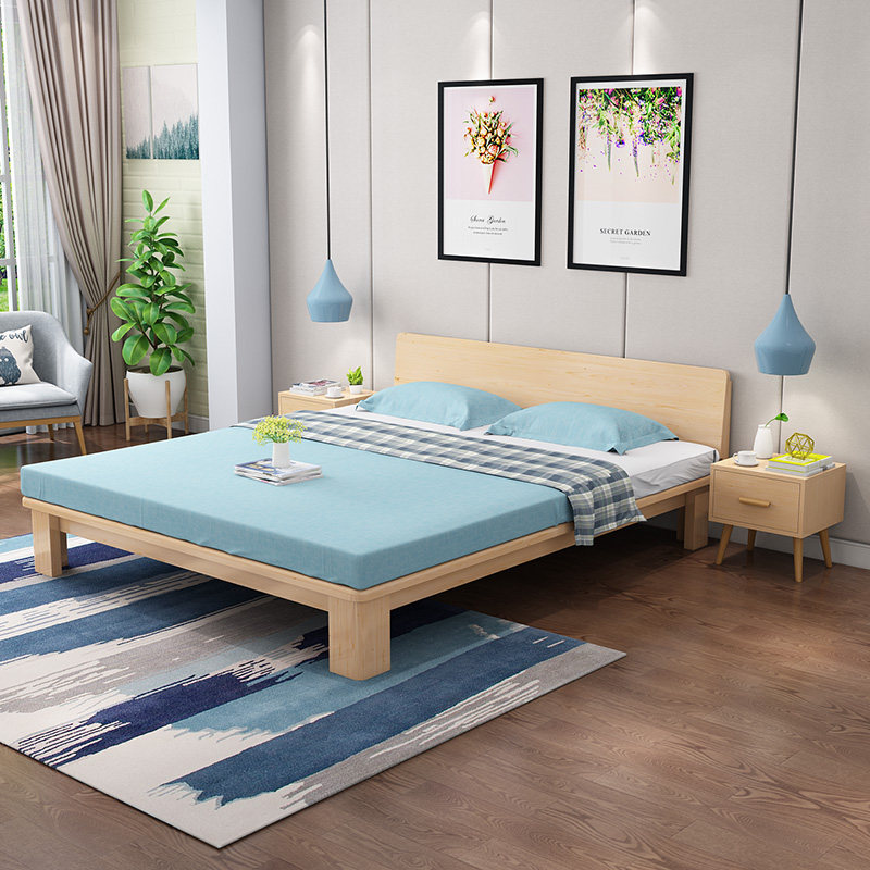 实木床榻榻米双人床松木儿童床简w约现代单人床1.2米1.5 1.8米木