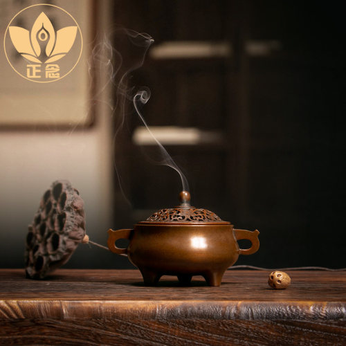 庆松堂苏工铜炉名家胡庆松制紫铜大板耳熏炉S仿古摆件沉檀熏香
