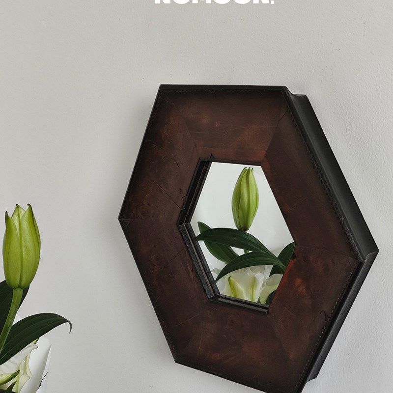 法式六角装饰镜 原m木树瘤做旧工艺书房沙发背景墙 重工实木中古,住宅家具,装饰镜,淘宝优惠券,粉丝福利购,淘宝优惠卷