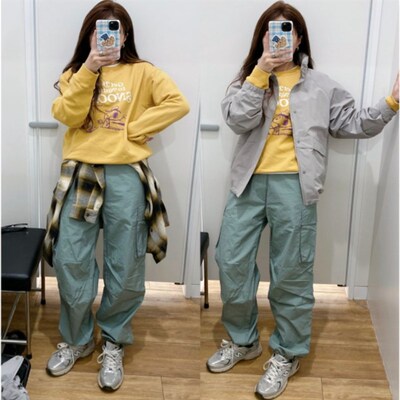 L&CP2b025春男女情侣款弹力休闲长裤直筒裤户外机能工装裤E476193