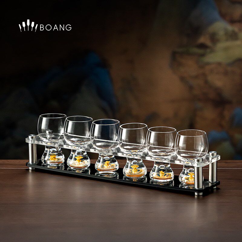 金箔二两白酒杯套装个人专用小y一口酒盅水晶分酒器酒具烧烈酒杯