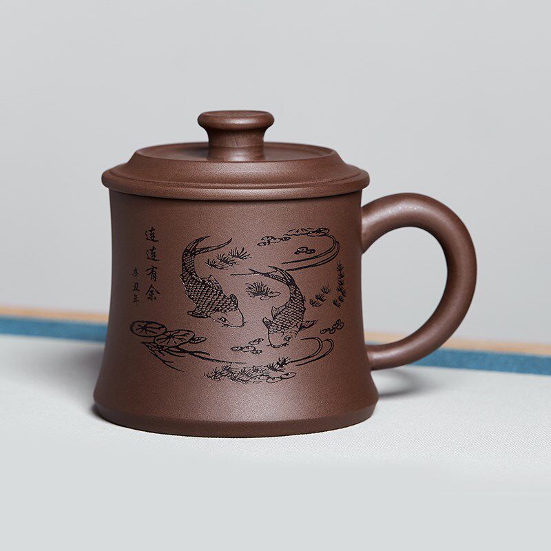 宜兴紫砂杯大容量陶瓷老板u办公男女泡茶杯带把盖杯子茶缸功夫茶