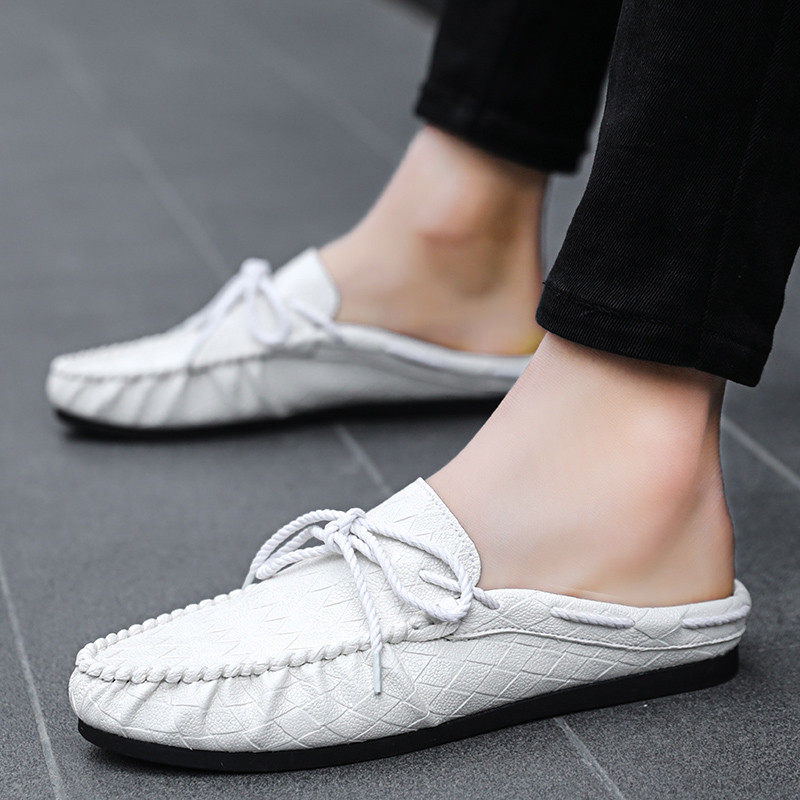 半拖鞋男春夏季男士豆豆鞋薄款透气2022年新款休闲U潮流软皮懒人,流行男鞋,乐福鞋（豆豆鞋）,淘宝优惠券,粉丝福利购,淘宝优惠卷