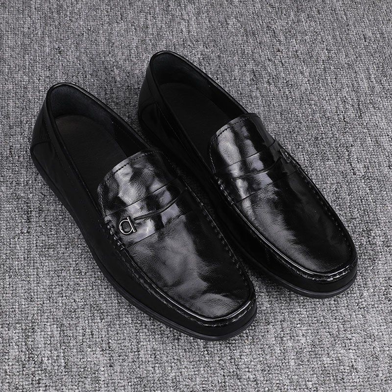 纯皮男鞋2025春秋新款潮流豆豆鞋男一脚蹬素面懒人休W闲日常驾车,流行男鞋,乐福鞋（豆豆鞋）,淘宝优惠券,粉丝福利购,淘宝优惠卷